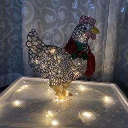 Christmas Decorations Light-up Chicken With Scarf Tie A Red Festive Around Solar Powered Year 2022 Ornament