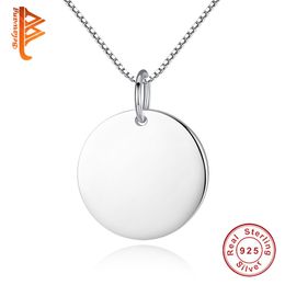 BELAWANG 925 Sterling Silver Personalized Name Pendant Neckalce for Women Lovers Engrave Letter Custom Necklace Jewelry