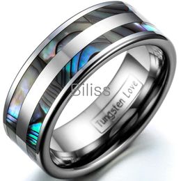 Wedding Rings 8mm Top Quality Tungsten Carbide Ring With Double Abalone Shell Inlay For Men Engagement Bands Anillos Hombre