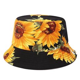 Double-side Unisex Bucket Hat Outdoor Women Men Cotton Sunscreen Print fisherman hat Panama Hat