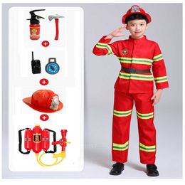 Halloween Costume for Kids Firefighter Uniform Children Sam Cosplay Fireman Role Play Fancy Clothing Boy Party Y0913