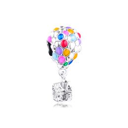 Colourful Hot Air Balloon Pendant for Charm Bracelet Family Bond Round Beads For Jewellery Making Fashion DIY Kralen Charms Q0531