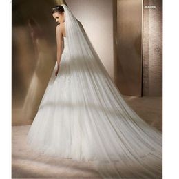 Real Photos 3M White/Ivory Wedding Veil Multi-layer long Bridal Veil Head Veil Wedding Accessories Sell MD3037 X0726