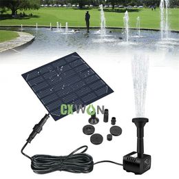 Solar Fountain 4 Different Spray Heads Outdoor Floating Pump Kit Free Standing Pond Decoration set for Garden pool