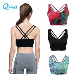 Professional Sports Bra Cross Back Cropped for Women Fitness Gym Workout Running Exercises Train Sujetador Deportivo with padded