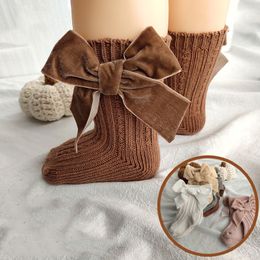 Baby Socks Big Bows Girls Boy Cotton Sock Stripe Infant Spring Leg Warmers Solid Colour Toddler Spanish Socks Knee High Long 202