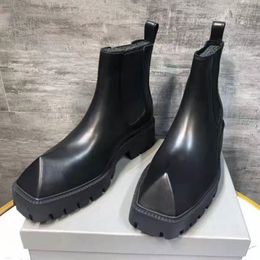 Chelsea Boots Men Square Toe Fashion Boots Soft Leather Man Boot P35d50