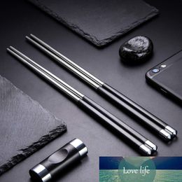1 Pair Chopstick Resuable China Chop Sticks Black Silver Alloy Chinese Chopsticks Set Household Dinnerware Cutlery