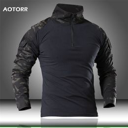 Mens Camouflage Military Shirt Male US Army tactical Combat Test Long-sleeve Men Tops Airsoft Uniform Hiking Hunting Shirt 201103