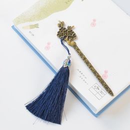 Bookmark Chinese Style Classical Tassel Bookmarks Metal Hairpin Novelty Student Stationery Handmade Retro Cute Antique Gift