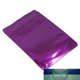 100Pcs/Lot Glossy Purple Aluminium Foil Bag Stand Up Self Grip Seal Tear Notch