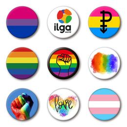 4.4*4.4cm Tinplate Rainbow Badge Party Supplies LGBT Brooch Lgbtq Stuff Accessories FHL455-WLL