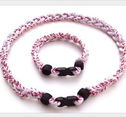 2021 Baseball white with red stitch sports germanium titanium tornado braided necklaces with 3 ropes