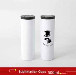 500ml/17oz Sublimation Blank Straight Tumbler 304 Stainless Steel Vacuum Cups Indoor Portable Water Cup Couple Gift Bottles