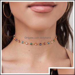 Pendant Necklaces & Pendants Jewellery S1697 Fashion Devils Eye Necklace Handmade Colorf Beads Chain Short Drop Delivery 2021 Liwax
