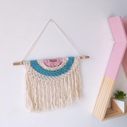 new Hand-woven Cotton Cord Tassel Nordic Style Bohemian Kids Room Decoration Wall Hanging Tents Decorative EWE5506