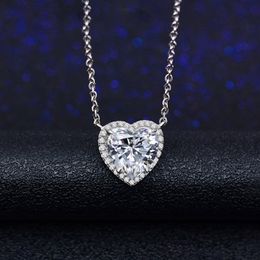 Heart Love 2ct Moissanite Pendant 925 Sterling Silver Charm Wedding Pendants Necklace For Women Party Choker Jewellery Gift