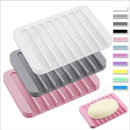 Soap Dish Holder Silicone Anti-slip Soap Dishes Candy Soft Soap Holder Rack Plate Tray Rectangle Case Container Bathroom Organiser DAF36