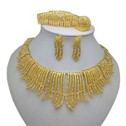 Earrings & Necklace Wholesale Bridal Jewelry Sets African Costume Zinc Alloy Set Nigerian Wedding Big Dubai Gold