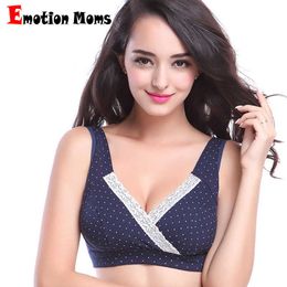 Cotton Cups Push Up Gather Fashion Nursing Bra Maternity Bra Breastfeeding Bra Back Closure Wire Free Y0925