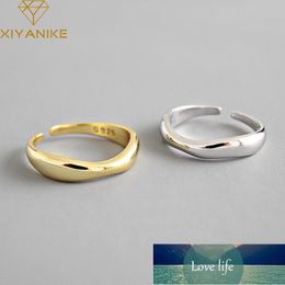 925 Sterling Silver Irregular Wave Rings Trendy Simple Geometric Handmade Jewelry for Women Couple Size 17mm Adjustable