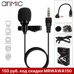 Ulanzi Arimic 1.5M/6M Clip-on Lavalier Lapel Microphone Condenser Mic TRRS Adapter Cable Android Smartphone/iPad/DSLR