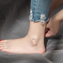 Anklets Fashion 925 Sterling Silver Snake Chain Adjustable Bow Knot Women Fine Jewelry Cute Accessories Gift