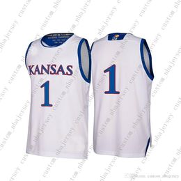 Cheap Custom Kansas Jayhawks NCAA Men's March Madness White #1 Basketball Jersey Personality stitching custom any name number XS-5XL