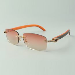 Direct sales medium diamond sunglasses 3524026 with orange natural wood temples designer glasses, size: 56-18-135 mm