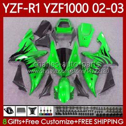 OEM Bodys For YAMAHA YZF R 1 1000 CC YZF-1000 YZF-R1 2002 2003 2000 2001 Bodywork 90No.96 YZF R1 1000CC Green&flames 2000-2003 YZF1000 YZFR1 02 03 00 01 Motorcycle Fairing