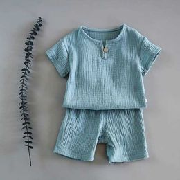 Baby Boy Summer Clothes Infant Newborn Soft Top+shorts 2 Pcs Sets Kid Girl Short Sleeve T-shirt Pants Solid Color Clothing Suit G1023