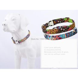 Dog Collars & Leashes 12pcs/lot Customized Printed Metal Buckle Pet Collar Polyester Personalized Engraved Puppy ID Name