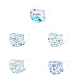 2021 Spun lace snowflake gradient printing mask three-layer protective Philtre melt blown cloth adult disposable masks