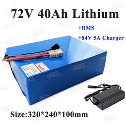 Powerful 72v lithium battery pack 40Ah battery for electric bike 2000w 1500w scooter kit golf cart 1000w+5A charger