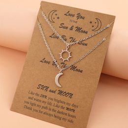 Friendship Couples 2pcs/set Sun And Moon stainless steel Sisters best friends necklace Women Man Lucky Wish Jewellery