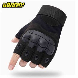 Black Summer Motorcycle Military Tactical Fingerless Motocross Motorbike Moto Riding Biker Half Finger Gloves