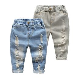 Boys girl hole Jeans pants Excellent quality cotton New casual children Trousers baby toddler Comfortable kids clothes Children 210306