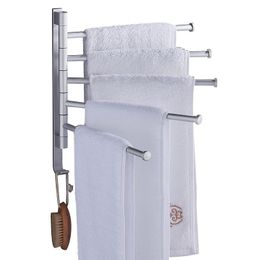 Towel Racks Aluminum Rack Nail Free Multi Arms Hanging With Hooks Bathroom Movable Bars Accessories
