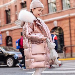 2021 New Girls Down Jacket Children Down Parkas Coat Fur Kid Teenager Thickening Outerwear For Cold Winter TZ950 H0909