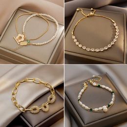Link, Chain Luxury Fine Plating Bracelets Women Jewellery Round Created Moissanite Diamond Wedding Party Bracelet Multiple Styles Drop Shipp
