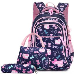 3pcs Set Waterproof Children School Bags For Girls Printing School Backpacks New Travel Bag Schoolbag Book Bag Kids Mochila X0529