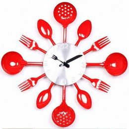 Promotion Digital Wall Clock Fork Spoon Kitchen The Decor Modern Quartz Metal Mute Sale Rushed Special Offer Freeshippi H1230
