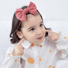Baby Bow Headband Elastic Nylon Turban Solid Color Twisted Cable Design Headware Girls Hair Accessories 15 Colors Optional BT6732