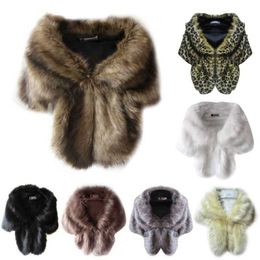 Women's Fur coat Cape Daily Wears Faux Fur Leopard Wedding Coats Winter jacket Female Shrug Shawl Outerwear Wholesale Y0829