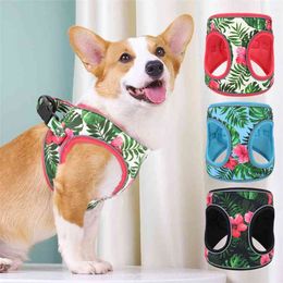 Nylon Printed Dog Vest Harness Mesh Padded Pet Cat Harness Reflective Dogs Cats Vests For Small Medium Dogs Cats Chihuahua 210729
