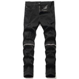 Men Slim Fit Ripped Jeans Fashion Destroyed Men's Denim Pants Cotton Jean Hip Hop Casual Trousers 1866B