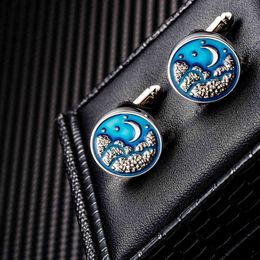 KFLK Jewellery Fashion shirt cufflinks for mens gift Brand Blue cuff links buttons Design High Quality abotoaduras gemelos guests