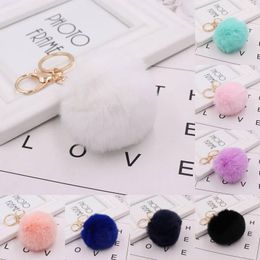 26 Styles Colourful Pom Poms Keychains Charm Faux Fur Fluffy Ball Pompoms Keyring for Girls Women Fashion Party Favours Gifts