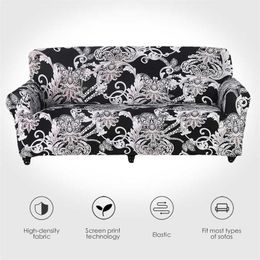 Sofa Cover Spandex Fit Sectional and Corner Couch for Living Room Geometric Printed housses de canapés 211207