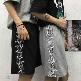 NiceMix Shorts Men Summer Wear Hip-hop Wild Harajuku Simple Printed Straight Loose High Waist Casual Five-point Pants 210716